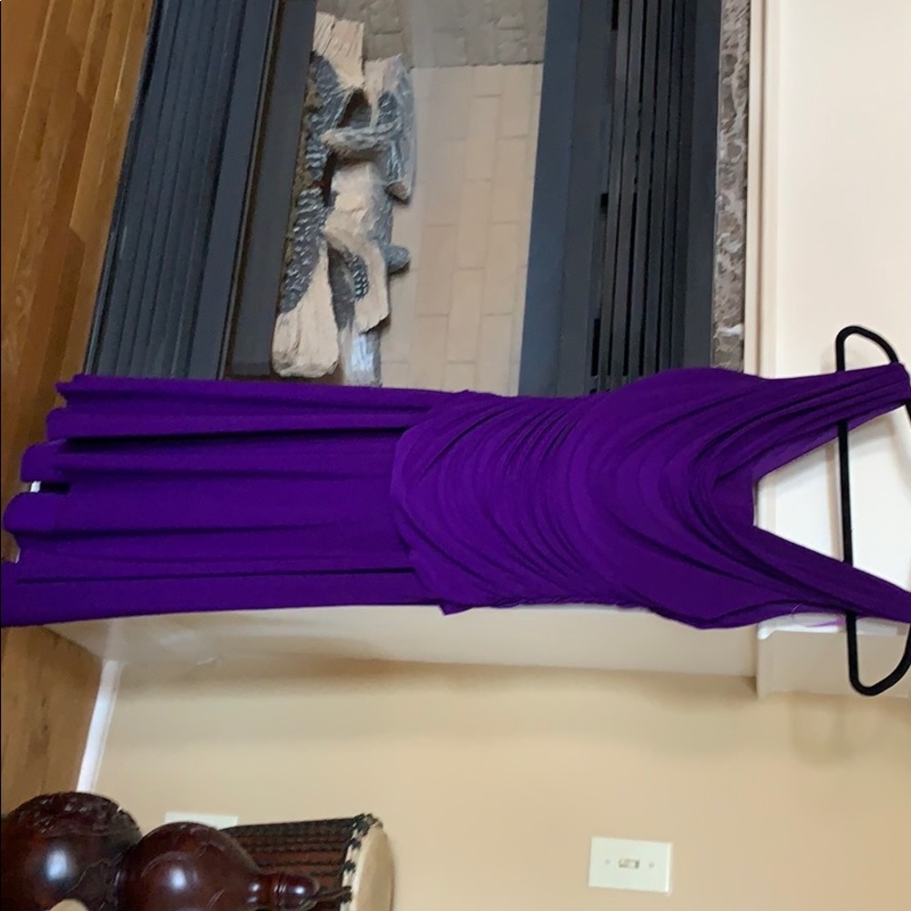 Ruched purple cocktail dress